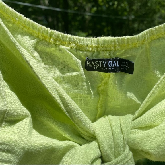 Nasty Gal Heads You Linen Tie Crop Top - Picture 4 of 9